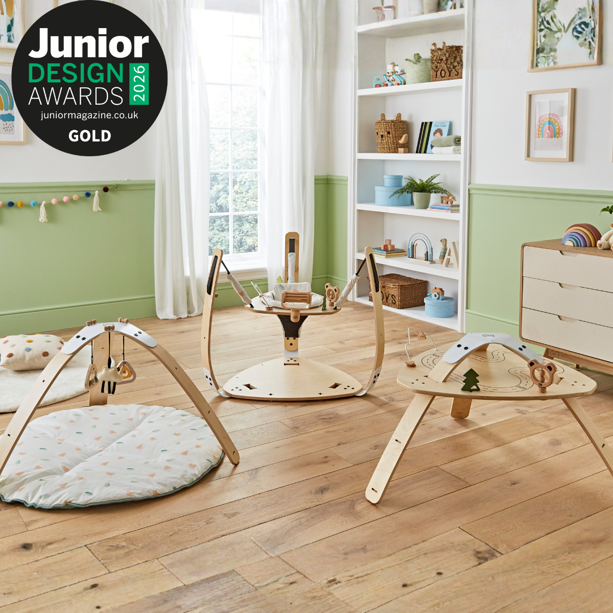 3-in-1 Wooden Baby Bouncer, Activity Table & Gym - Little Hoppa